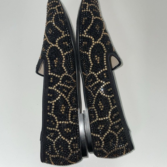 Steven Steve Madden Flats Loafers Size 10 Rhinestone Black Gold Bronze Madee-R - Picture 6 of 9